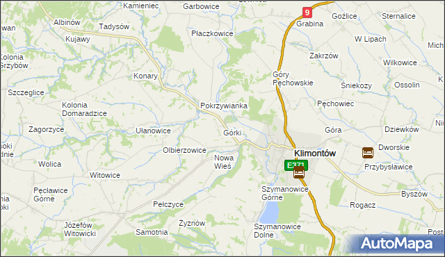 mapa Górki gmina Klimontów, Górki gmina Klimontów na mapie Targeo