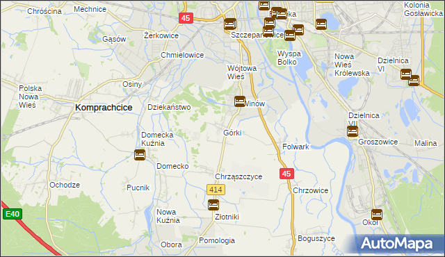 mapa Górki gmina Prószków, Górki gmina Prószków na mapie Targeo