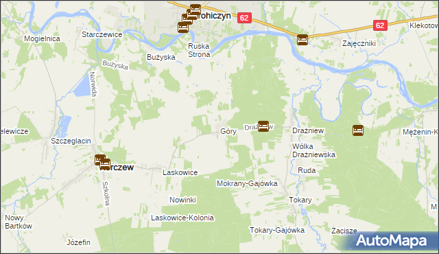 mapa Góry gmina Korczew, Góry gmina Korczew na mapie Targeo