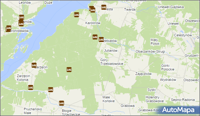 mapa Góry Trzebiatowskie, Góry Trzebiatowskie na mapie Targeo