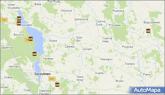 mapa Gorzeń gmina Szczutowo, Gorzeń gmina Szczutowo na mapie Targeo