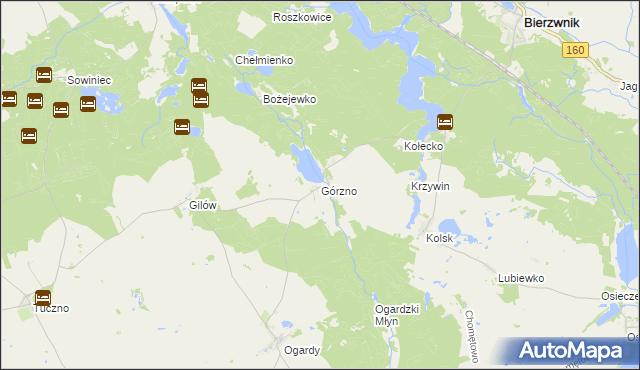 mapa Górzno gmina Bierzwnik, Górzno gmina Bierzwnik na mapie Targeo