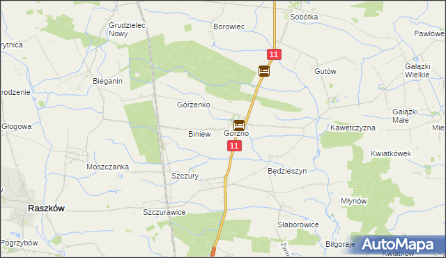 mapa Górzno gmina Ostrów Wielkopolski, Górzno gmina Ostrów Wielkopolski na mapie Targeo