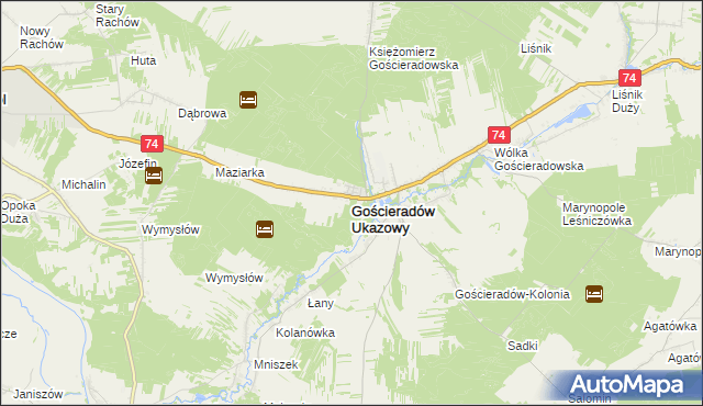 mapa Gościeradów Ukazowy, Gościeradów Ukazowy na mapie Targeo
