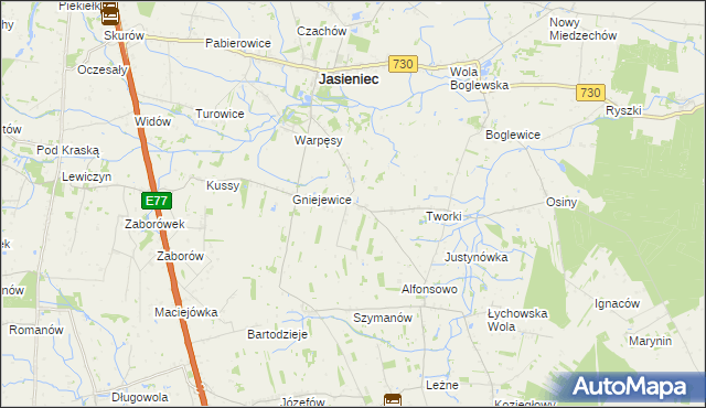 mapa Gośniewice gmina Jasieniec, Gośniewice gmina Jasieniec na mapie Targeo