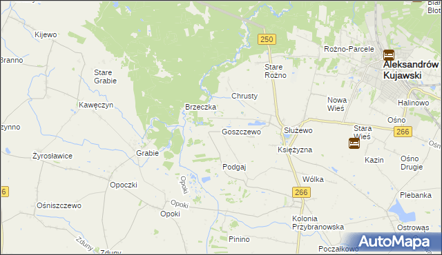 mapa Goszczewo gmina Aleksandrów Kujawski, Goszczewo gmina Aleksandrów Kujawski na mapie Targeo