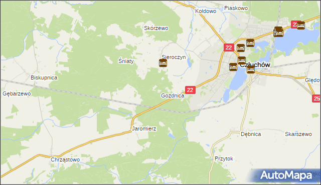 mapa Gozdnica gmina Człuchów, Gozdnica gmina Człuchów na mapie Targeo