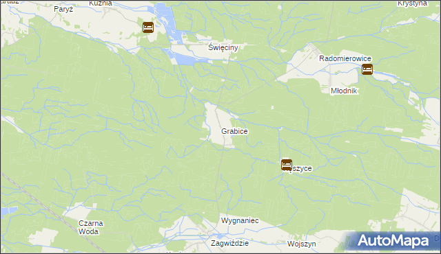 mapa Grabice gmina Murów, Grabice gmina Murów na mapie Targeo