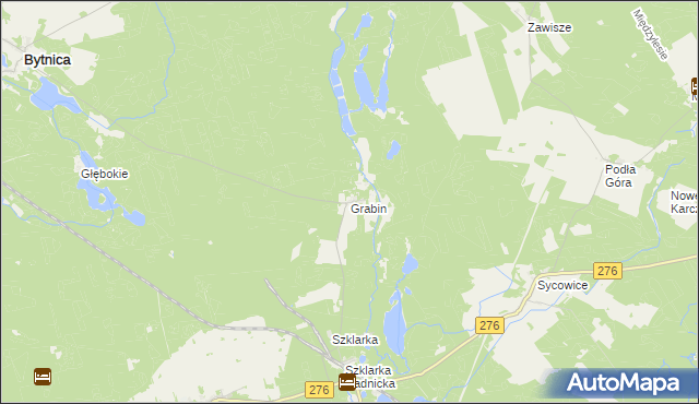 mapa Grabin gmina Bytnica, Grabin gmina Bytnica na mapie Targeo