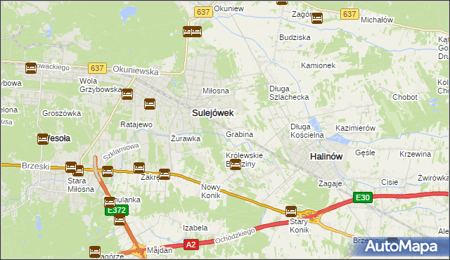 mapa Grabina gmina Halinów, Grabina gmina Halinów na mapie Targeo