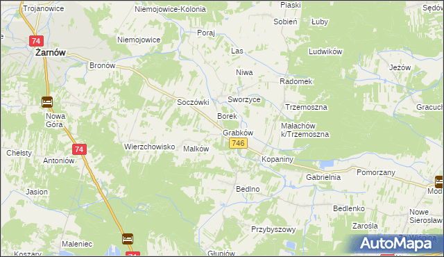 mapa Grabków gmina Końskie, Grabków gmina Końskie na mapie Targeo