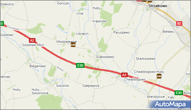 mapa Graboszewo gmina Strzałkowo, Graboszewo gmina Strzałkowo na mapie Targeo