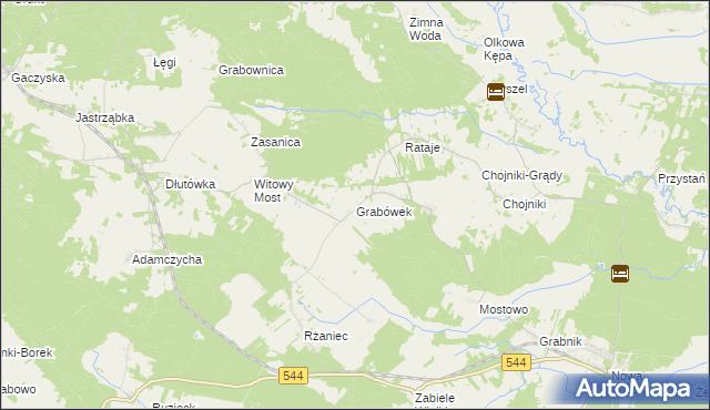 mapa Grabówek gmina Olszewo-Borki, Grabówek gmina Olszewo-Borki na mapie Targeo