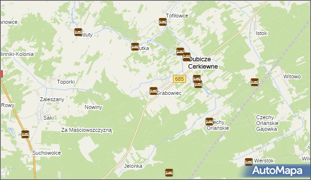 mapa Grabowiec gmina Dubicze Cerkiewne, Grabowiec gmina Dubicze Cerkiewne na mapie Targeo
