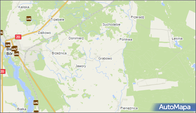 mapa Grabowo gmina Biały Bór, Grabowo gmina Biały Bór na mapie Targeo