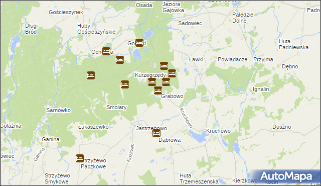 mapa Grabowo gmina Trzemeszno, Grabowo gmina Trzemeszno na mapie Targeo