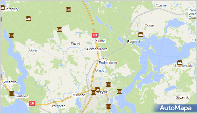 mapa Grądy Podmiejskie, Grądy Podmiejskie na mapie Targeo