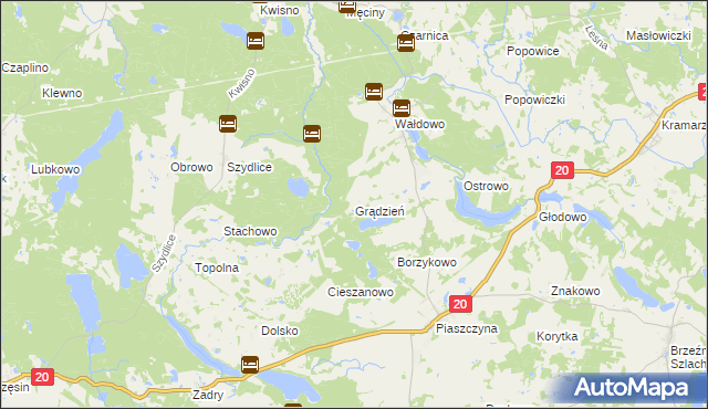 mapa Grądzień, Grądzień na mapie Targeo