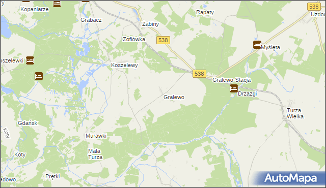mapa Gralewo gmina Płośnica, Gralewo gmina Płośnica na mapie Targeo