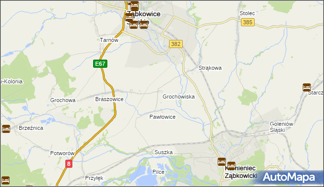 mapa Grochowiska gmina Ząbkowice Śląskie, Grochowiska gmina Ząbkowice Śląskie na mapie Targeo