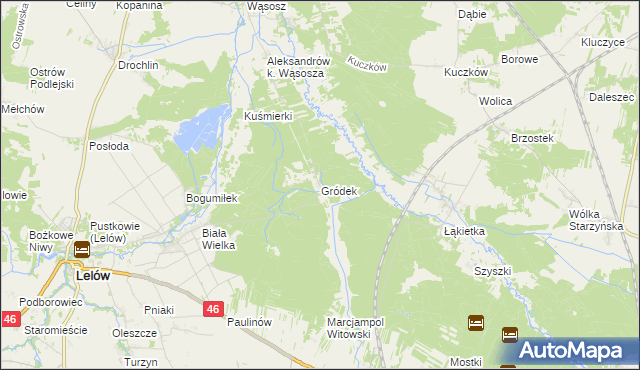 mapa Gródek gmina Lelów, Gródek gmina Lelów na mapie Targeo