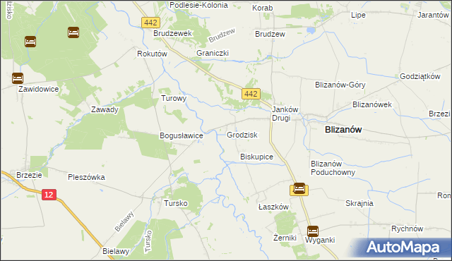 mapa Grodzisk gmina Blizanów, Grodzisk gmina Blizanów na mapie Targeo