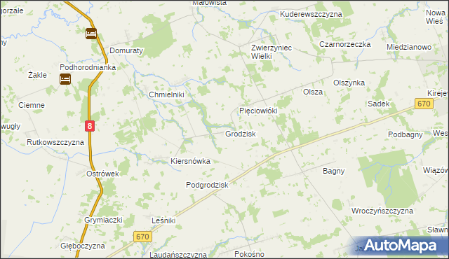 mapa Grodzisk gmina Suchowola, Grodzisk gmina Suchowola na mapie Targeo