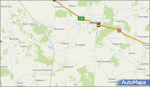 mapa Grodzisk gmina Zbuczyn, Grodzisk gmina Zbuczyn na mapie Targeo