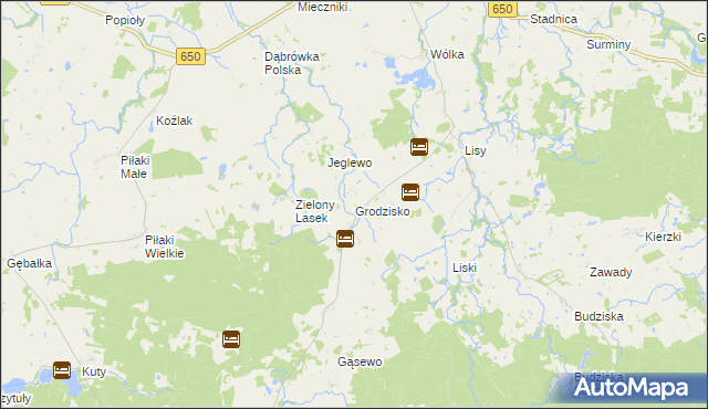 mapa Grodzisko gmina Banie Mazurskie, Grodzisko gmina Banie Mazurskie na mapie Targeo