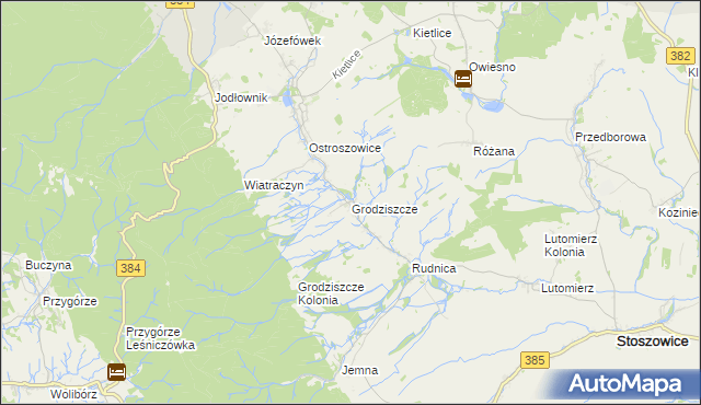 mapa Grodziszcze gmina Stoszowice, Grodziszcze gmina Stoszowice na mapie Targeo