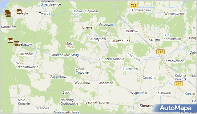 mapa Grudzeń-Kolonia, Grudzeń-Kolonia na mapie Targeo