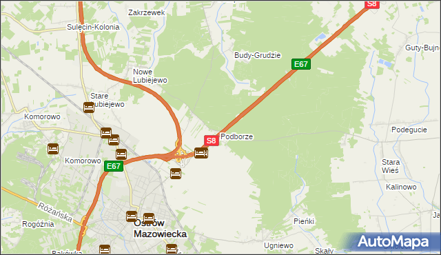 mapa Grudzie gmina Ostrów Mazowiecka, Grudzie gmina Ostrów Mazowiecka na mapie Targeo
