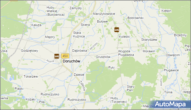 mapa Gruszków gmina Doruchów, Gruszków gmina Doruchów na mapie Targeo