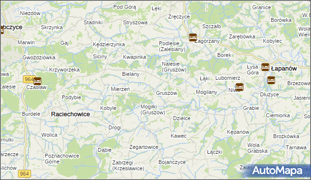 mapa Gruszów gmina Raciechowice, Gruszów gmina Raciechowice na mapie Targeo