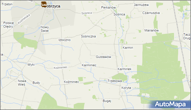 mapa Gustawów gmina Dobrzyca, Gustawów gmina Dobrzyca na mapie Targeo