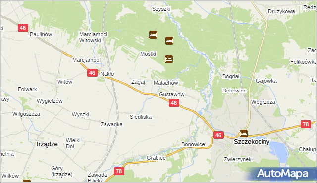 mapa Gustawów gmina Szczekociny, Gustawów gmina Szczekociny na mapie Targeo