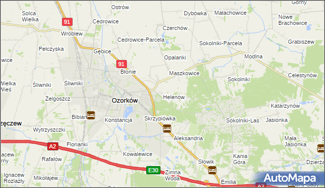 mapa Helenów gmina Ozorków, Helenów gmina Ozorków na mapie Targeo