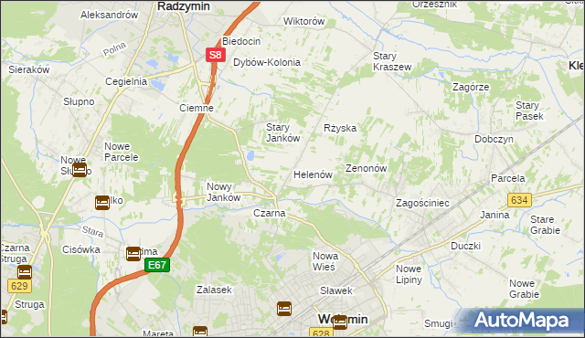 mapa Helenów gmina Wołomin, Helenów gmina Wołomin na mapie Targeo
