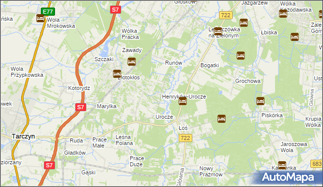 mapa Henryków-Urocze, Henryków-Urocze na mapie Targeo