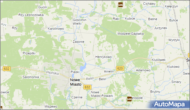 mapa Henrykowo gmina Nowe Miasto, Henrykowo gmina Nowe Miasto na mapie Targeo