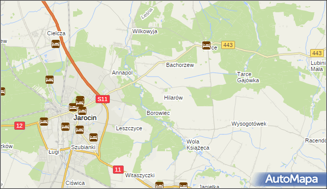 mapa Hilarów gmina Jarocin, Hilarów gmina Jarocin na mapie Targeo