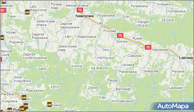 mapa Homrzyska, Homrzyska na mapie Targeo