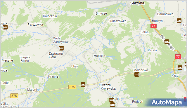 mapa Hucisko gmina Leżajsk, Hucisko gmina Leżajsk na mapie Targeo