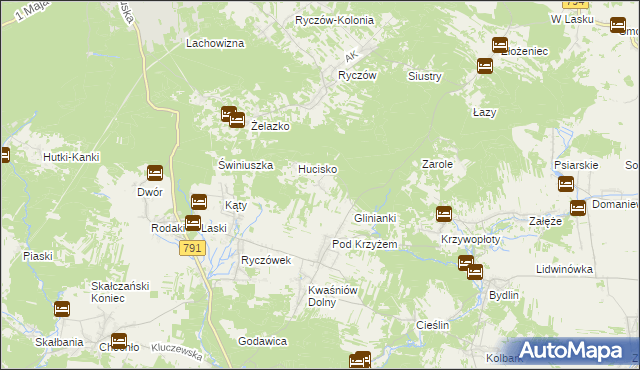 mapa Hucisko Kwaśniowskie, Hucisko Kwaśniowskie na mapie Targeo