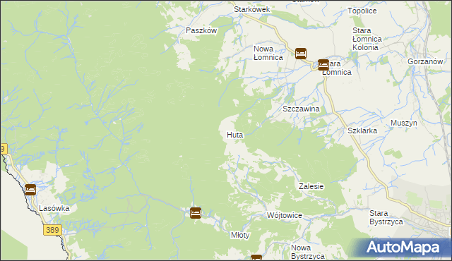 mapa Huta gmina Bystrzyca Kłodzka, Huta gmina Bystrzyca Kłodzka na mapie Targeo