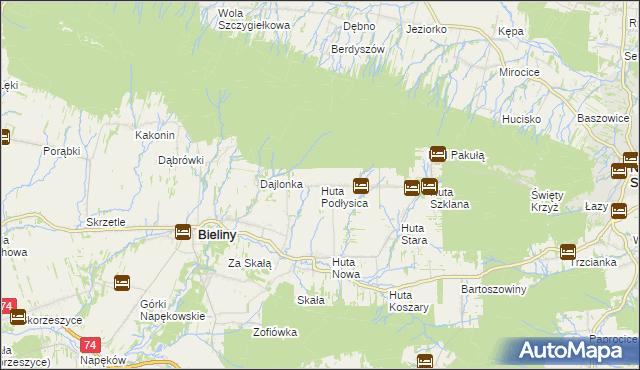 mapa Huta Podłysica, Huta Podłysica na mapie Targeo