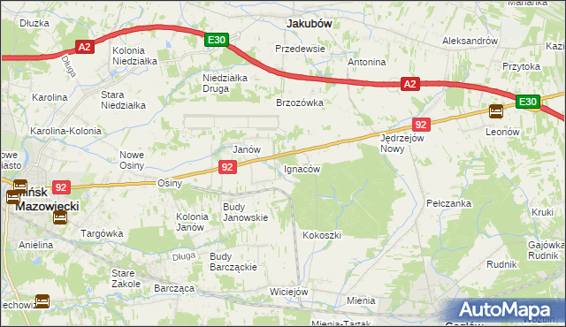 mapa Ignaców gmina Mińsk Mazowiecki, Ignaców gmina Mińsk Mazowiecki na mapie Targeo