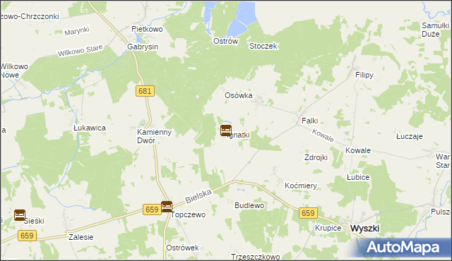 mapa Ignatki gmina Wyszki, Ignatki gmina Wyszki na mapie Targeo