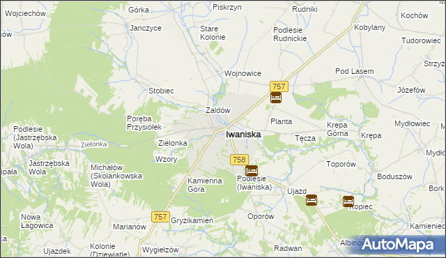 mapa Iwaniska, Iwaniska na mapie Targeo