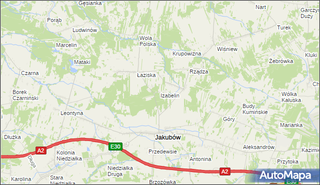 mapa Izabelin gmina Jakubów, Izabelin gmina Jakubów na mapie Targeo